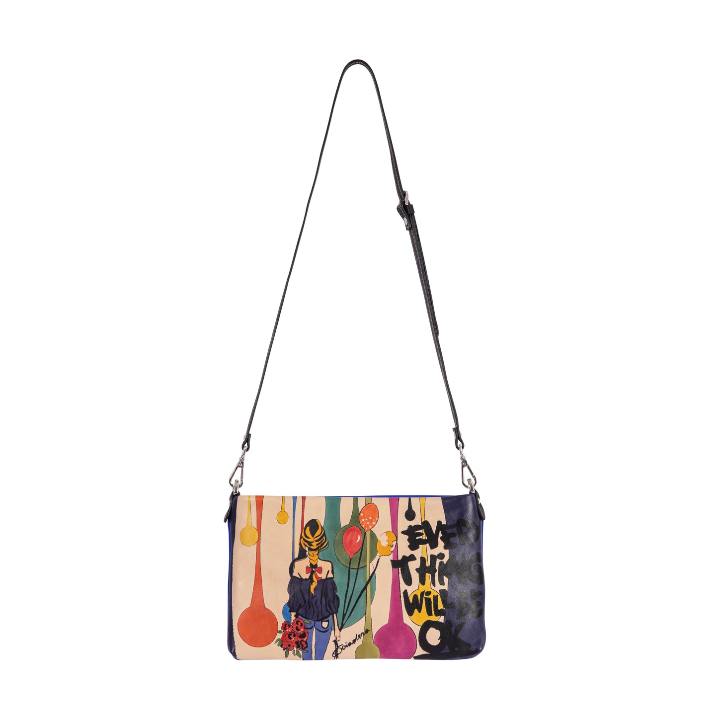 Hand Painted leather Bye Bye Troubles