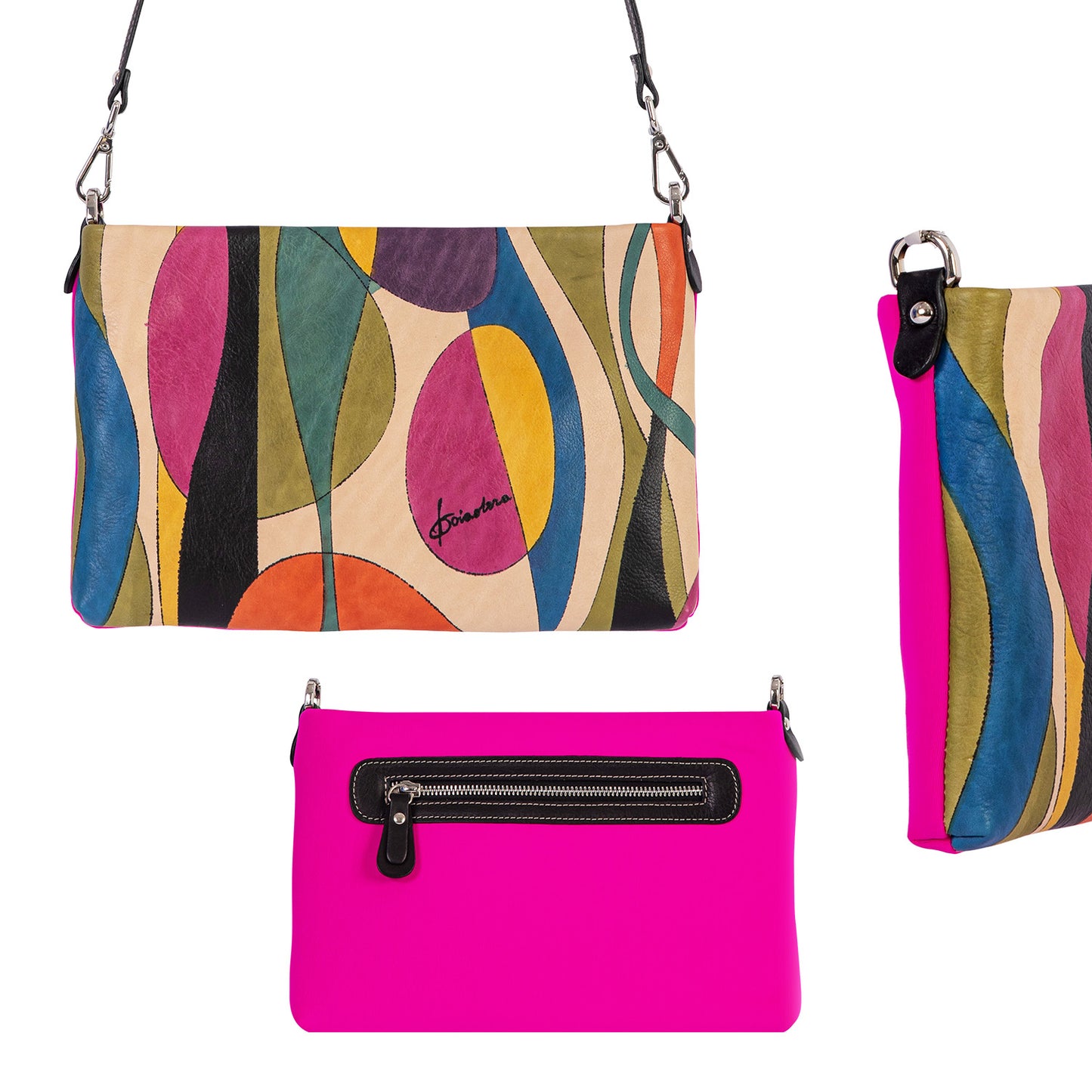 Hand Painted leather Bubbles & Colors