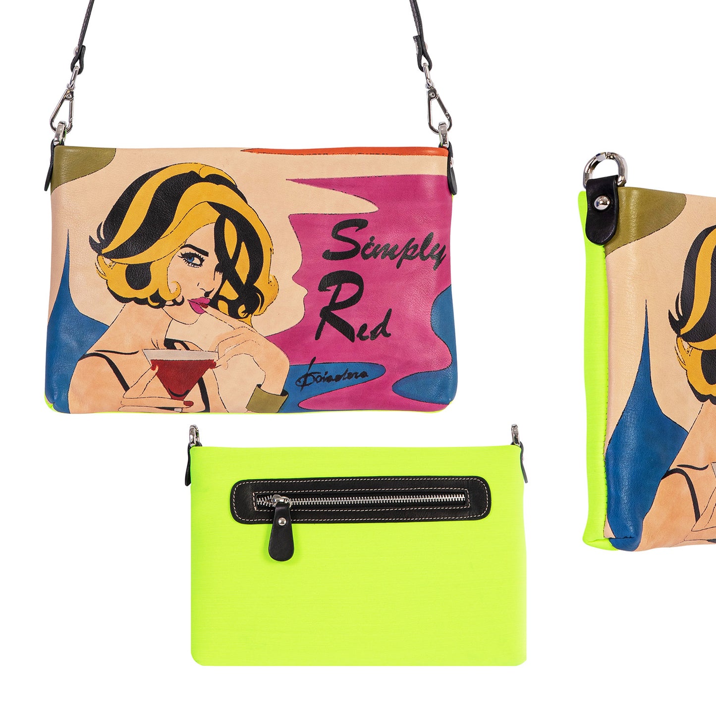 Hand Painted leather Wine Please