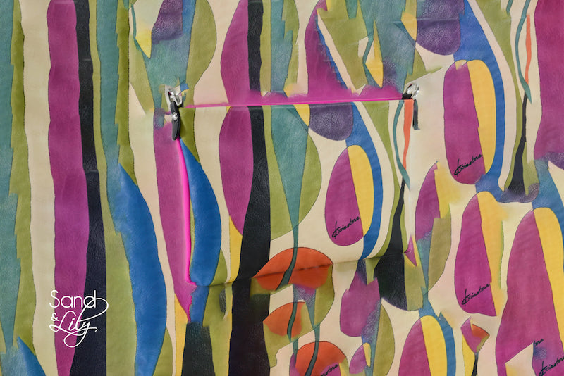 Hand Painted leather Bubbles & Colors